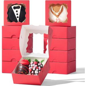 RomanticBaking 3 " x 3 " x 1 " 100PCS Chocolate Truffle Boxes for 4Cookies Boxes Soap Boxes Donut Boxes Macaron Boxes Mini Bakery Boxes with Window Brownie Box