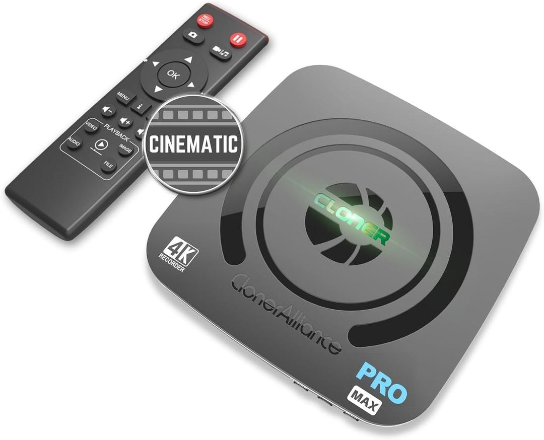 UHD Pro Max, Cinematic-FPS 4K@24fps (Max 30) Video Recorder with H.265/H.264 Codec, 4K@60fps Passthrough HDMI Capture DVR.