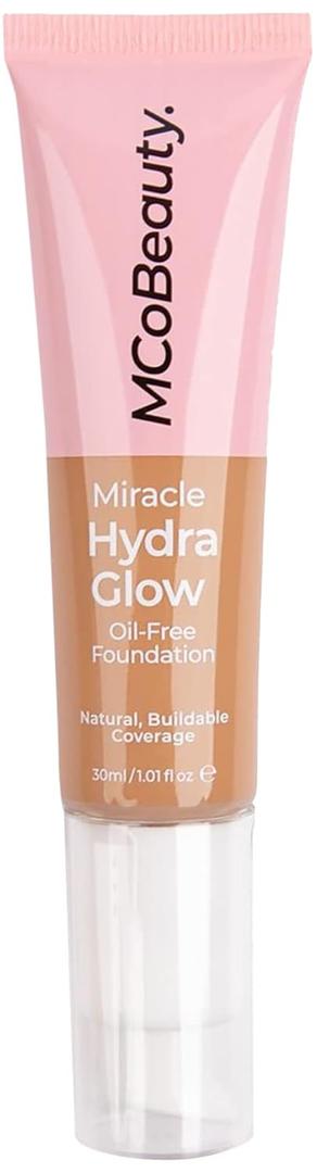 MCoBeauty Miracle Hydra Glow Oil-Free Foundation - Water-Based, Light-Medium Coverage - Features A Natural Satin Finish - Ultimate Radiant Base - With A Second-Skin Feel - Natural Tan - 1 Oz (0.5 Ounce (Pack of 2))