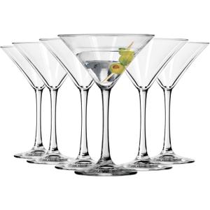Libbey Entertaining Essentials Martini Glasses Set of 6, Tall, Slender, Triangular-Shaped Cocktail Glasses, Classic Martini Set for Wines, Cocktails
