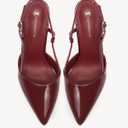 NEWBELLA Women's Patent Leather Platform Pumps Stiletto Heels Slingback Sandals with Ankle Strap-Pointed Toe High Heels