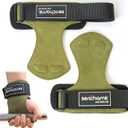 Wrist Straps for Weightlifting with Wrist Wraps,Leather Weight Lifting Wrist Wraps Grip Assistance Deadlift Straps Workout Gym Straps for Men and Women (Green-Size M)