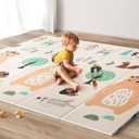 UANLAUO Foldable Baby Play Mat, Extra Large Waterproof Activity Playmats for Babies,Toddlers, Infants, Play & Tummy Time, Foam Baby Mat for Floor with Travel Bag (Bear(79x71x0.4inch))