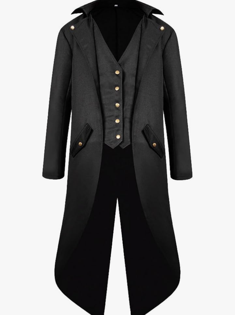 H&ZY Men's Steampunk Vintage Tailcoat Jacket Gothic Victorian Frock Coat Uniform Halloween Costume Size S