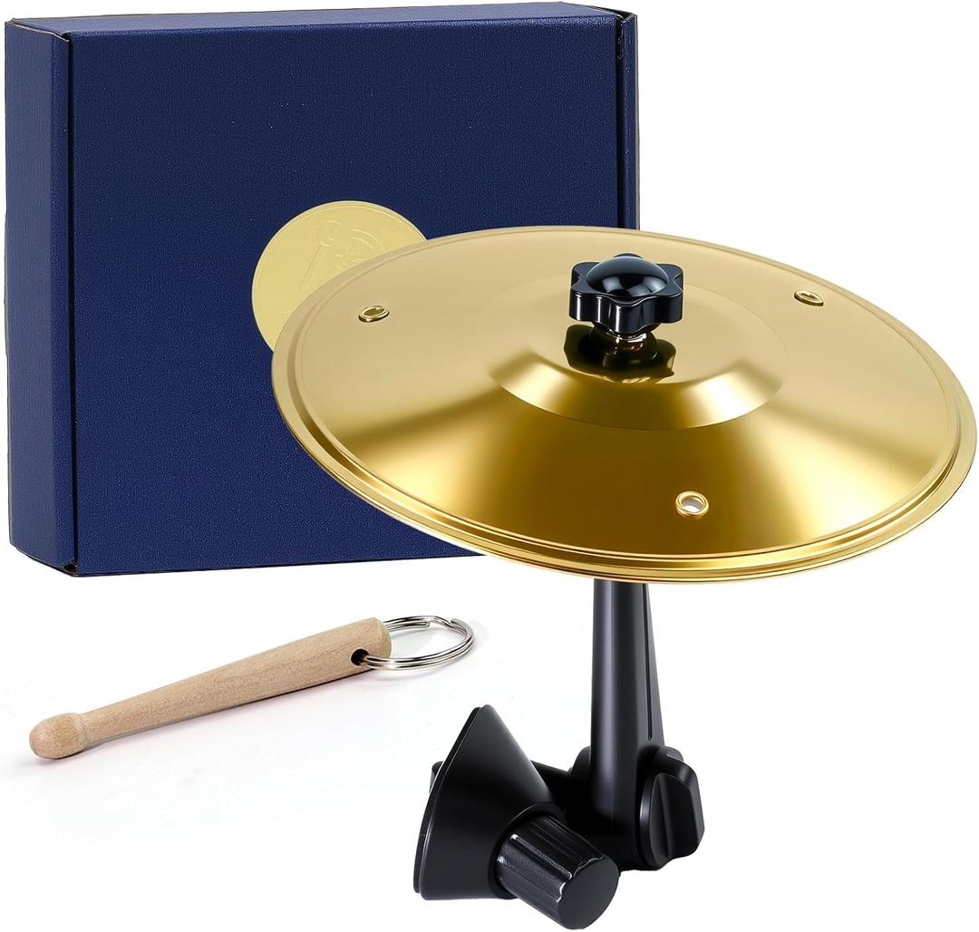 MerriVibe Car Cymbal Air VentMini Cymbal Drum Toy for Dashboard, Clip-On Dashboard Drum for Crisp Sound, Funny Stress Relief Gift for Drivers, Road Trips & Music LoversGolden