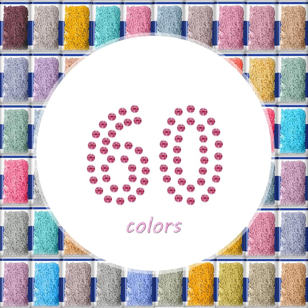 30000 Pcs 60 Colors Diamond Art Painting Beads, 5D Diamond Painting Accessories, Round Diamond Painting Drills Diamonds Flat Bottom Rhinestones for Bead Art Gem Art Craft