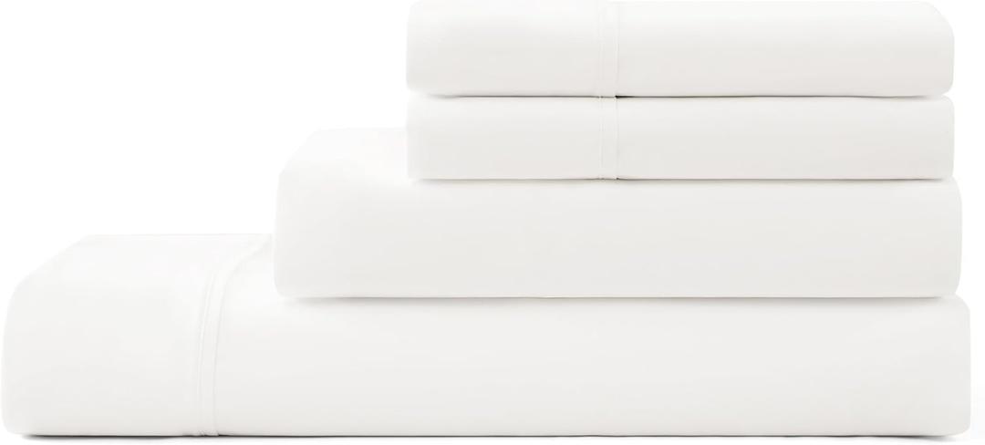 UGG Queen Sheet Set 4-Piece Luxury Cooling Sheets Deep Pockets Premium Bedding with 2 Pillow Shams Hypoallergenic Machine Washable Soft Lightweight Bed Set for Bedroom, Queen, White (Hedi)