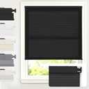 AOSKY No Drill Cordless Light Filtering Cellular Shade 18" W x 36" H Black