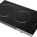 Electric Cooktop, 2 Burner Built-In Electric Stove Top 1500w, 110v Ceramic Stovetop With Ceramic Glass, Safety Lock, 9 Heating Levels, LED Display, Black
