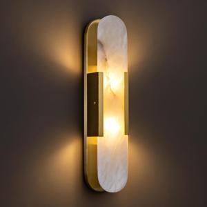 19.7in Natural Alabaster Wall Sconce, Modern Marble Wall Lamp, 7W G4 Warm Light Bedside Wall Light, Indoor Wall Lighting for Bedroom, Dining Room, Living Room, Stairs