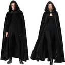 Reversible Cloak Cape with Hood Velvet Satin Witch Gothic Vampire Halloween Cosplay Costumes (Black, S)