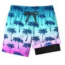 FABUVIEW Swimming Trunks with Compression Liner for Boys 7-16 Years,Crocodile Pattern Quick-Dry Swim Trunks for Kids Teens, Breathable Sun Protection Swim Shorts, Adjustable Drawstring Swimsuit