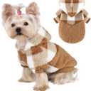 Yikeyo Dog Sweaters for Small Dogs, Winter Dogs Hoodies Boy Girl, Warm Fleece Clothes for Teacup Chihuahua Yorkie, Pet Apparel Outfit,Brown Plaid,M (Medium (Chest 16.1in))