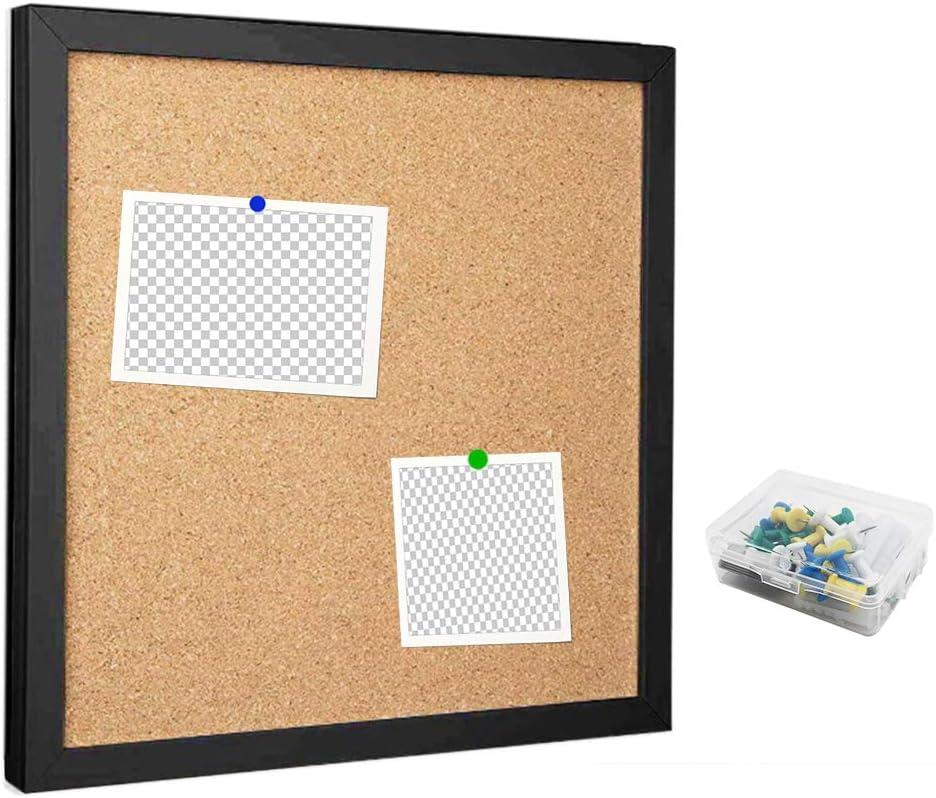 Corkboards for Wall, Cork Board Bulletin Board for Walls with Frame Cork Board Tiles,12"X 12" Thick Square Wall Tiles Small Framed Cork Tiles for Office, School, Home Holiday Decor (Black, 12 * 12)