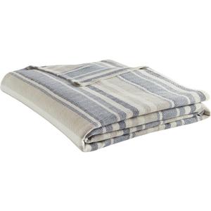Eddie Bauer - King Blanket, Lightweight Cotton Bedding, Luxurious Bedding Set (Herringbone Blue Stripe, King)