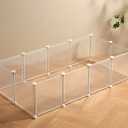 Transparent Clear Small Animal Playpen, Guinea Pig Cages, Puppy Dog Playpen, Pet Playpen, Rabbit Bunny Indoor Fence Pen Enclosure, White Clear Plastic Playpen,12X12 Inch, 12 Panels