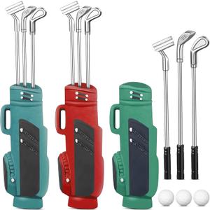 3 Sets Miniature Dollhouse Accessories Sports Miniature Golf Clubs Mini Golf Club Model Toys for 1:12 Scale Dollhouse Decorations, Red Blue Green (Small)