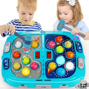 Whack Mole Game for Toddlers, Toys for 3-12 Year Old Boys and Girls, Whack Mole Toys for Kid,Gifts for 3 4 5 6+ Year Old Boys, Interactive Educational Toy with Sound and Light, PK Mode with 2 Hammers (Blue)