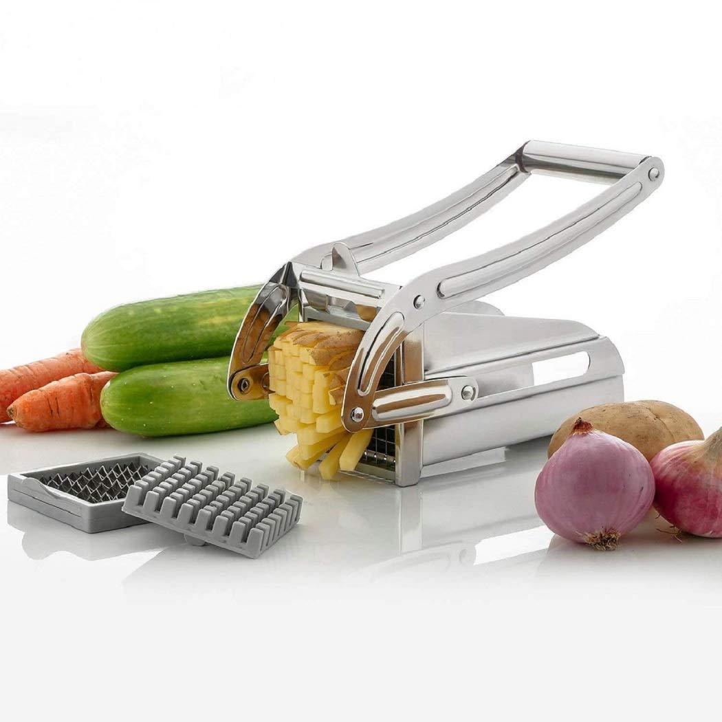 Stainless Steel Potato Chipser French Fries Chips Maker Machine Snacks Finger, Silver, Medium