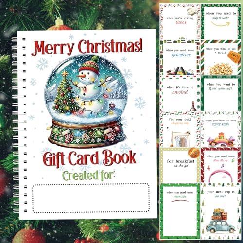 Merry Christmas Gift Card Holder Book - DIY Spiral-Bound with Surprises, College Survival & Graduation Gift, Greeting Card Keeper for Holidays （S15）