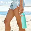 Insulated Water Bottle with Straw - Encool Stainless Steel Water Bottle with Push Button Lid, Leak-Proof & BPA-Free, Keeps Cold for 24 Hours for Sports, Travel, Gym (24 oz, Turquoise)
