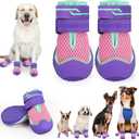 Dog Boots for Large Dogs, Medium Dog Shoes for Winter Snow, Non- Slip, Outdoor Dog Booties with Reflective Strap for Snowy Hardwood Floor Hiking Walking, Purple Size 6 