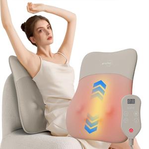 Back Massager, Ultrathin Rolling Up and Down Back Massage with Heat 4D Kneading & Red Light Therapy for Pain Relief Deep Tissue,Shoulder Massager Gift for Men Women Parents Relaxation at Car,Khaki
