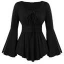 Scarlet Darkness Renaissance Shirt Women Pirate Costume Women Vintage Corset Tops, XL, Black