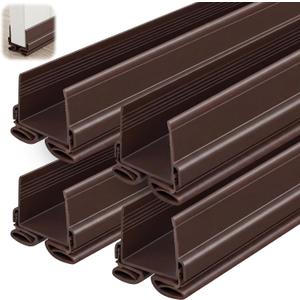 Yaocom 4 Strip 32 Inch Vinyl U Shape Door Bottom Seal, Slide on Weatherstrip Interior Door Bottom to Block Light and Reduce Noise Fits 32 x 1-3/8 Doors, Fills 1/2 1-1/2 Gaps(Brown)