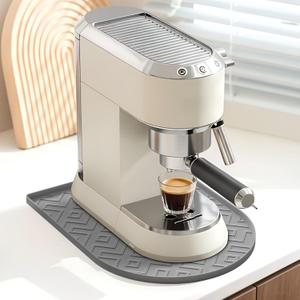 Silicone Coffee Mat,15.8"x 11.8"in Bar Mat for Countertop,Heat-Resistant,Non-Slip,Leak-Proof,Fit for Coffee Maker/Espresso Machine-Grey