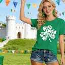 GONOSEED 6Size Shirt+Earrings St Patricks Day Shirt Women St Patricks Day Outfits for Women Shamrock Earrings Accessories (Green, M)