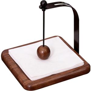 Napkin Holder for Table, Walnut Wood Napkin Holder for Kitchen Restaurant Bar Office Parties Home Dcor Hotel Cafe, Elegant Wooden Square for Table Dispenser with Weighted Arm, Windproof