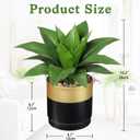Briful Agave Artificial Wide Leaf Plant in Black and Gold Pot 10.2 Tall Faux Greenery with Plastic Leaves & Pebble Base, Fake Plants for Indoor Table Decor, Desk, Shelf, Office or Bathroom