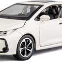 BDTCTK Compatible for 1:32 Corolla Model Car, Zinc Alloy Pull Back Toy Car with Sound and Light for Kids Boy Girl White
