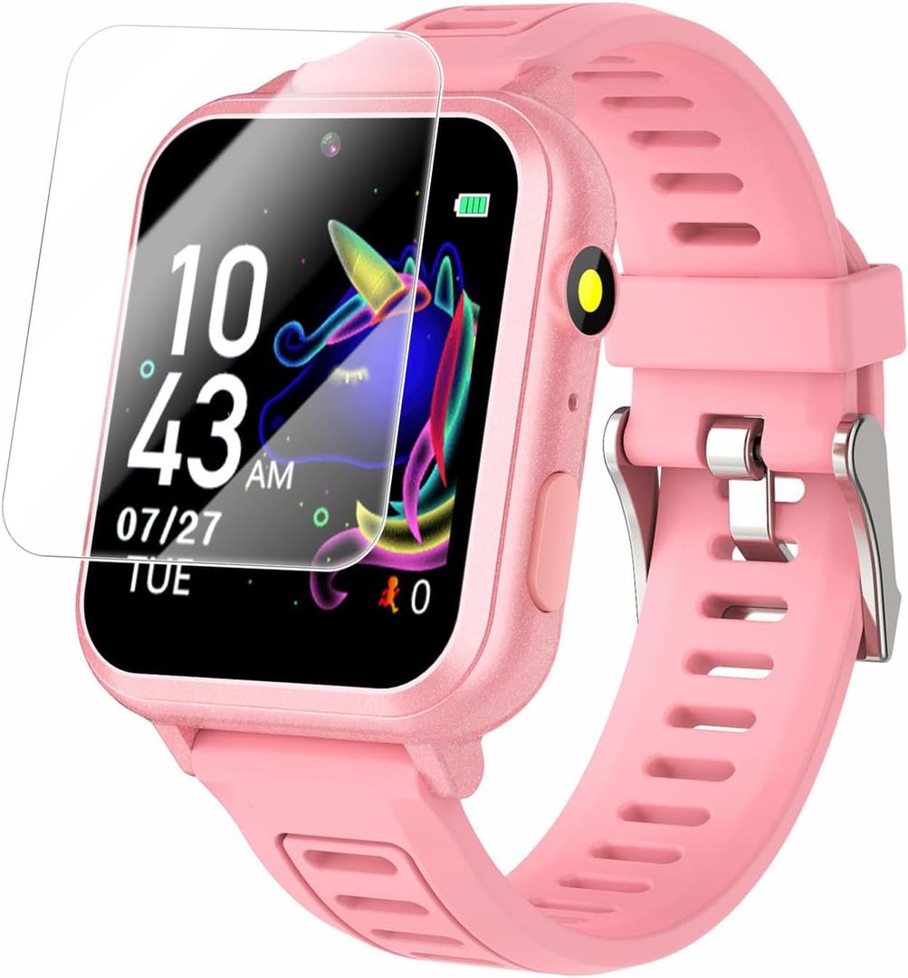 Cosjoype Kids Game Smart Watch Gift for Girls Age 6-12, 24 Puzzle Games HD Touch Screen Kids Watches with Video Camera Music Player Pedometer Flashlight 12/24hr Toys for 7 8 9 10 11 12 Year Old Girls