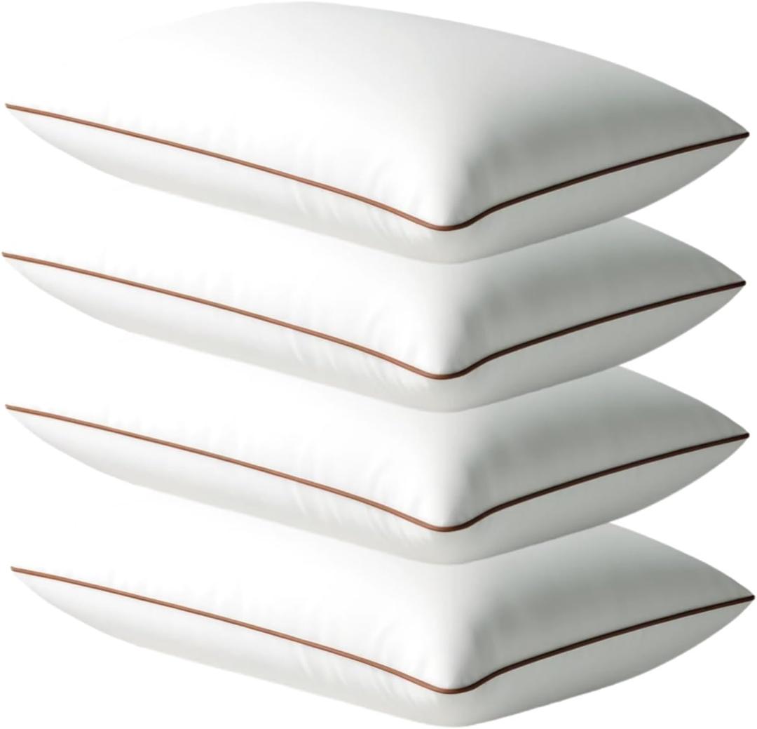 Luxury Hypoallergenic Sleeping Bed Pillows - Soft and Supportive - Premium Down Alternative Fill - Ideal for Side, Back, and Stomach Sleepers Queen Size Set of 4