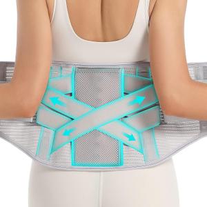Back Brace for Lower Back Pain Relief - Back Support Belt for Women & Men, Lower Back Brace for Herniated Disc, Sciatica. Removable Stays for Lower Back Support with 2 Different Hardness Sets (XX-Large, Grey)