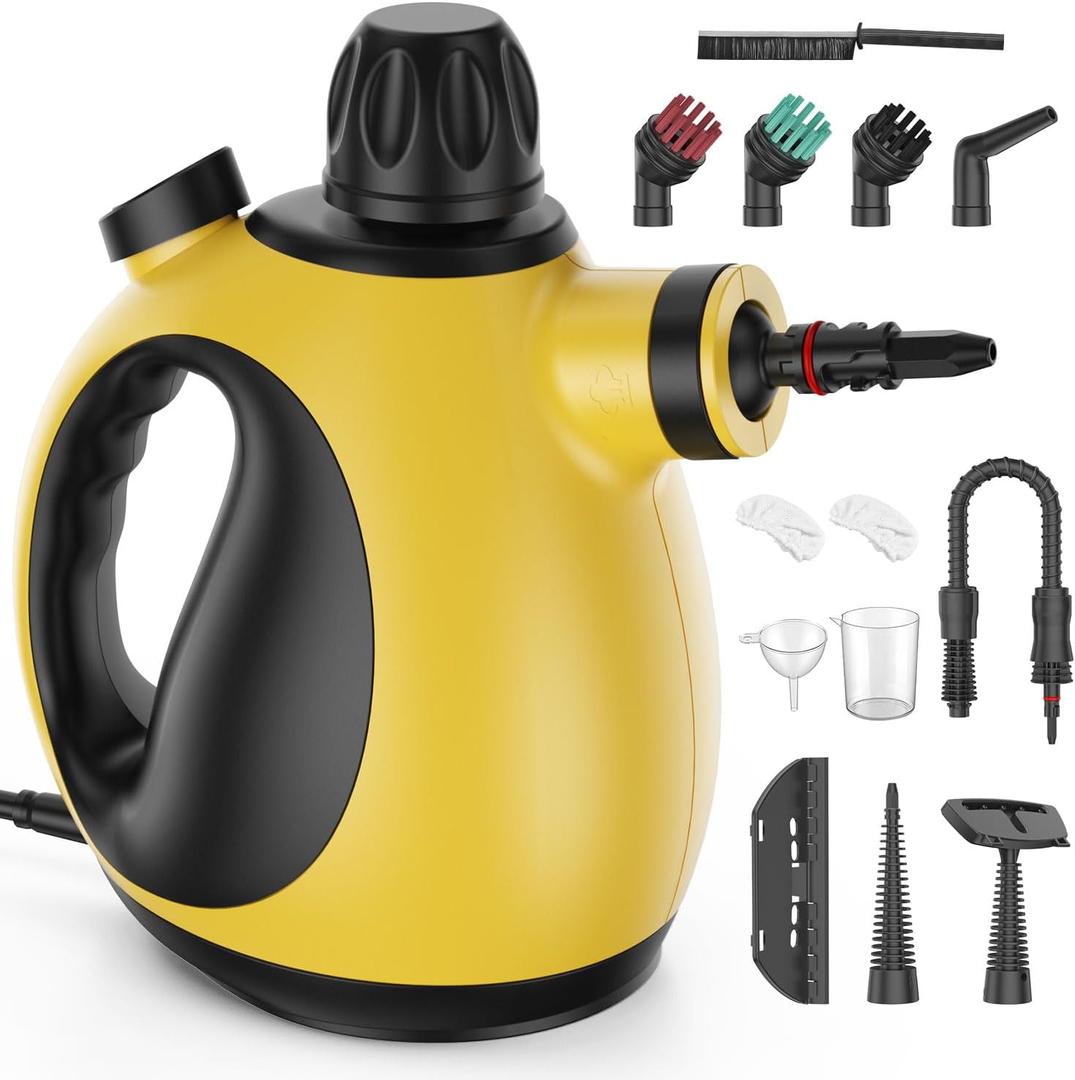 Pozoera Handheld Steam Cleaner for Home  Pressurized Handheld Steamer for Cleaning with High Pressure, ChemicalFree MultiPurpose Portable Deep Steam Cleaner for Cleaning Windows, Couch(Yellow)