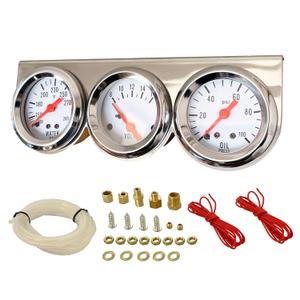 252mm 3 in 1 Triple Gauge kit Volt Meter Water Temp Temperature Gauge Oil Press Pressure Gauge