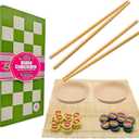 Project Genius: Sushi Checkers  Game & Sushi Making Set, Folding Bamboo Game Board, 24 Checkers & Chopsticks Set, Adults & Kids Ages 8+, 2 Players