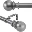 Curtain Rods for windows,1" Diameter Curtain Rod, 32-72" Standard Decorative Window Curtain Rod Set with Brackets for bathroom Kitchen Bedroom Window, Grey