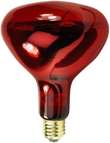 250 Watt - R40 Light Bulb - Ruby Red - Infrared Heat Lamp - 120 Volt - 5,000 Life Hours - Halco 104044