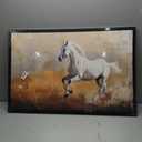 Extra Large Framed Horse Wall Art,Oversized Rustic Horse Running Wall Decor, Vintage Wild Animal Field Pictures for Living Room,Canvas Print Painting Modern Artwork Bedroom Office 36L x24W
