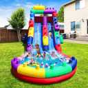 Inflatable Water Slide with Splash Pool & Spray Feature – Durable, Easy Setup, Fast Drainage, Summer Outdoor Water Park Fun (with Blower) 22.47"L x 9.84"W x 10.83"H