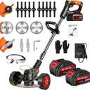 Electric Weed Wacker,21V Cordless Weed Eater Battery Powered with 3 Types Blades and 2 Pack 4.0 Ah Batteries,3 in 1 Stringless Electric Brush Cutter with Wheels for Garden Yard Lawn, 35-47 inches
