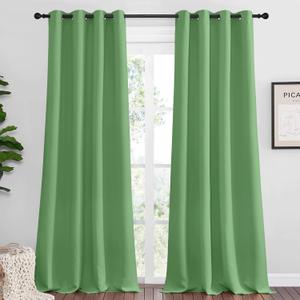 NICETOWN Froest Green Blackout Curtains 96 inches Length for Living Room, 2 Panels, 55" Wide, Thermal Insulated Long Drapes for Large Window