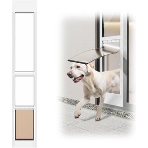 Dog Door for Sliding Glass Door, Adjustable Height 75 3/5" to 80", Aluminum Frame Sliding Glass Door Dog Door Insert, Suitable for Large Dogs Up to 75 lbs(Large,White)