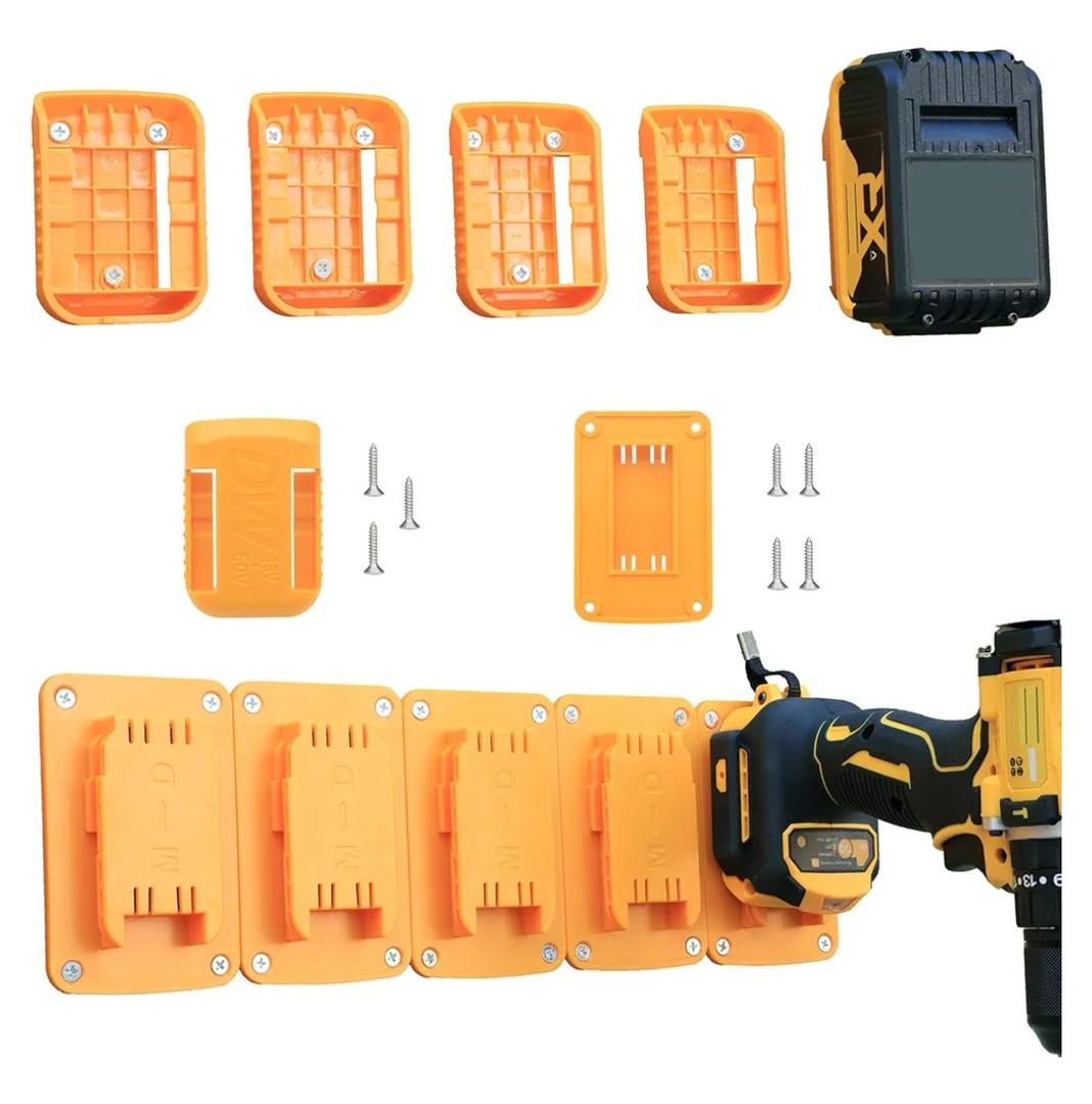 20 Pack Battery Holders Tool Holders for Dewalt 20V Drill Tools,10pcs Tool Hangers and 10pcs Battery Organizer Wall Mount(Yellow,70pcs Screws)