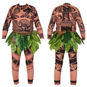 Kids Boys Halloween Long Sleeve T-Shirts Pants Cosplay Suits Christmas Costume With Leaf Skirts (130 (7-8 years), Brown)