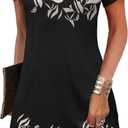 Zeagoo Women's Casual A-Line Dresses with Pockets Summer Floral Tshirt Dress Short Sleeve Mini Dress Flowy Sundresses, XL
